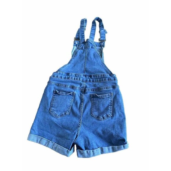 Shein Women's Roll Up Hem Denim Overall Romper Light Wash Blue Size 4 - Picture 2 of 8